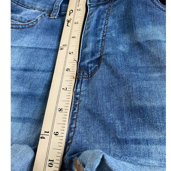 Blue Savvy Blue Denim Stretch Shorts with Cuffed Hem Size S Coquette Sexy Y2K - Picture 6 of 7
